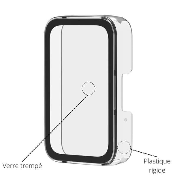Coque för smartklocka kompatibel med Samsung Galaxy Fit 3 - Hård skyddande transparent etui med härdat glas.