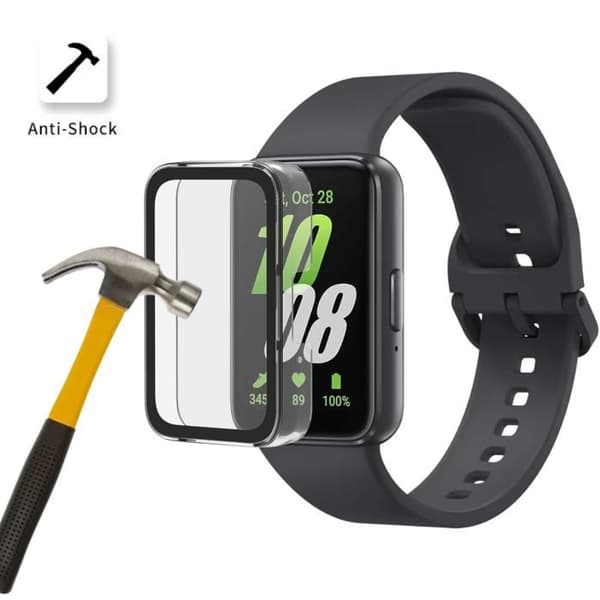 Coque för smartklocka kompatibel med Samsung Galaxy Fit 3 - Hård skyddande transparent etui med härdat glas.