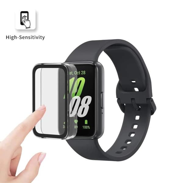 Coque för smartklocka kompatibel med Samsung Galaxy Fit 3 - Hård skyddande transparent etui med härdat glas.