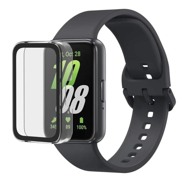 Coque för smartklocka kompatibel med Samsung Galaxy Fit 3 - Hård skyddande transparent etui med härdat glas.