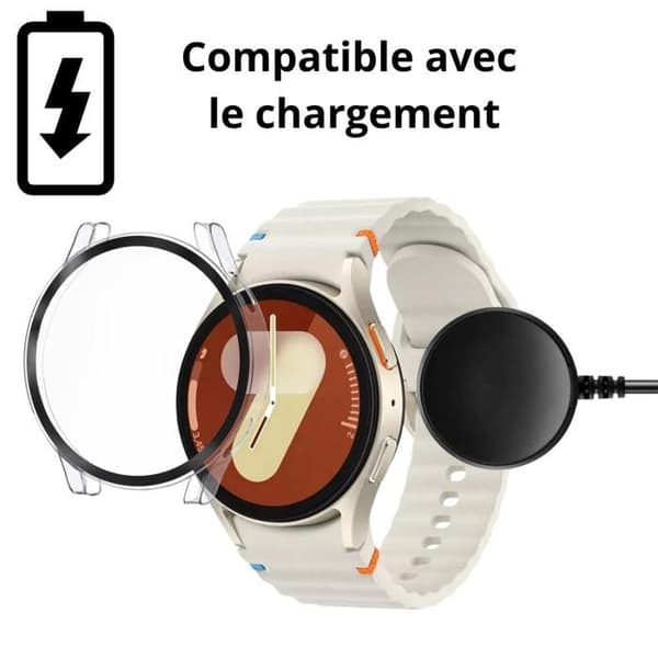 Coque kompatibel med Samsung Galaxy Watch 7 40mm - Hårdt beskyttende gennemsigtig etui med hærdet glas Phonillico