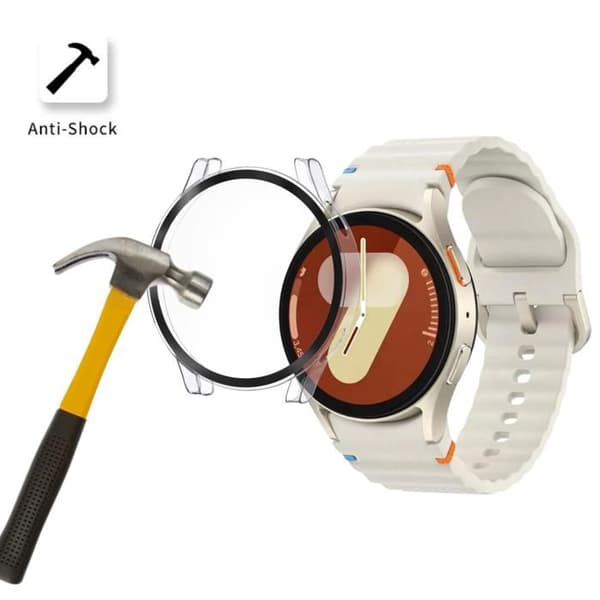 Coque kompatibel med Samsung Galaxy Watch 7 40mm - Hårdt beskyttende gennemsigtig etui med hærdet glas Phonillico