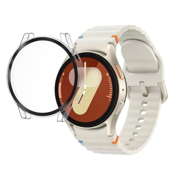 Coque kompatibel med Samsung Galaxy Watch 7 40mm - Hårdt beskyttende gennemsigtig etui med hærdet glas Phonillico