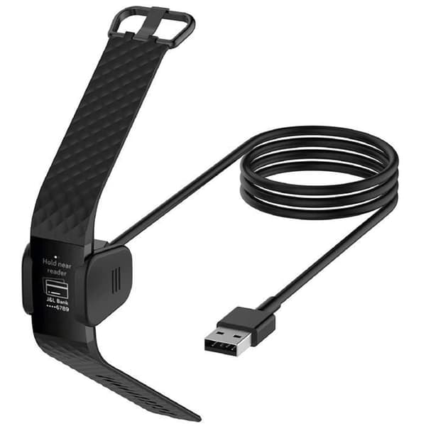Laddare för Fitbit CHARGE 4 - PHONILLICO - Svart USB-ersättningskabel