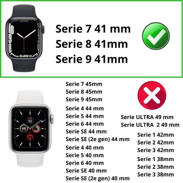 Skyddsfodral kompatibelt med Apple Watch 41mm Serie 9 - Hårt skydd transparent fodral med härdat glas Phonillico®
