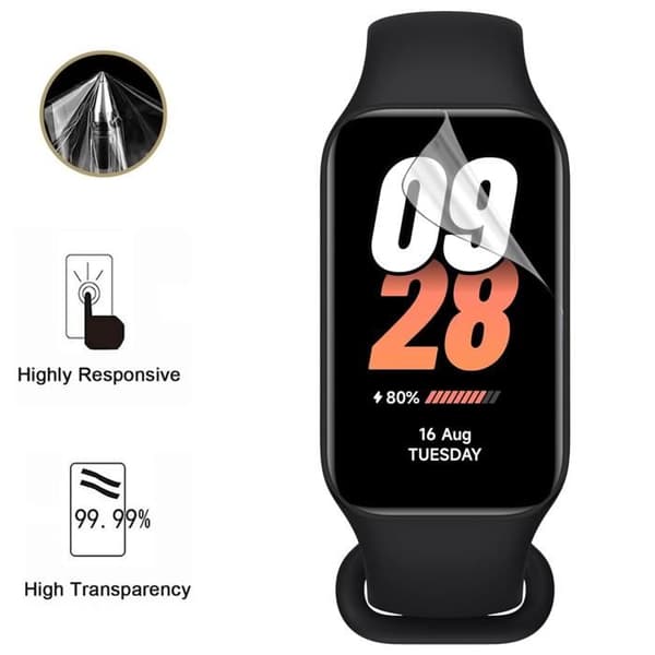Skärmskydd för Xiaomi Mi Band 8 Active [Pack 6] Ultra Tunt Plastskydd Motståndskraftigt Phonillico