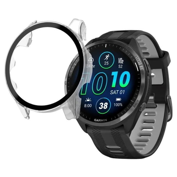 Coque kompatibel Garmin Forerunner 965 - Hård skydd transparent fodral med härdat glas Phonillico®