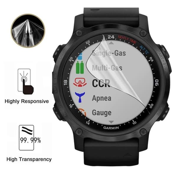 Skyddsskärm för Garmin Descent Mk2 - 52mm [Pack 8] Ultra Tunn Plastisk Skyddfilm Phonillico
