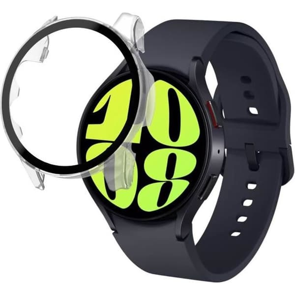 Coque kompatibel med Samsung Galaxy Watch 6 44mm - Hårdt beskyttende gennemsigtig etui med hærdet glas Phonillico®