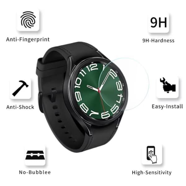 Härdat glas för Samsung Galaxy Watch 6 CLASSIC 47mm [Pack med 2] Skyddsfilm för klocka Anti-repor Phonillico®