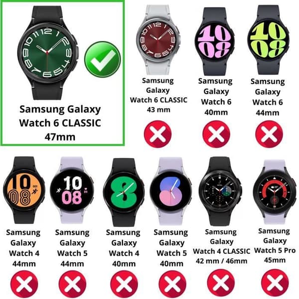 Härdat glas för Samsung Galaxy Watch 6 CLASSIC 47mm [Pack med 2] Skyddsfilm för klocka Anti-repor Phonillico®