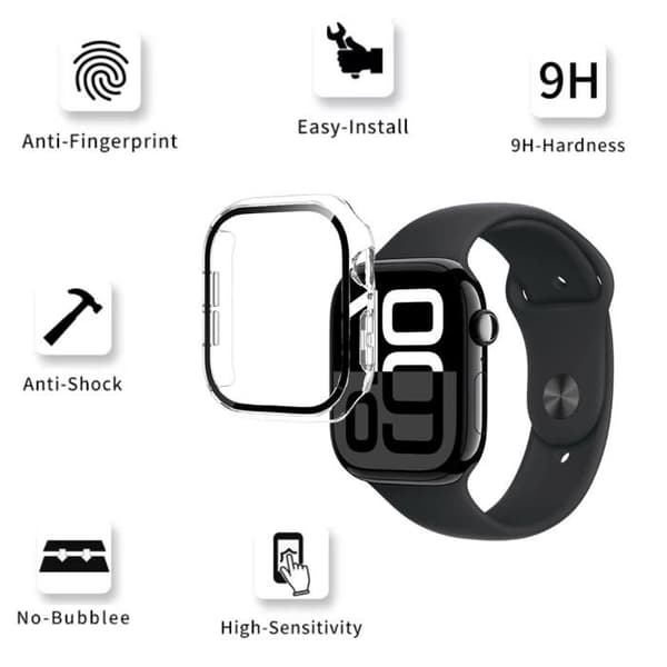 Coque kompatibel med Watch 42mm Serie 10 - Hård skyddande klar etui med härdat glas Phonillico®