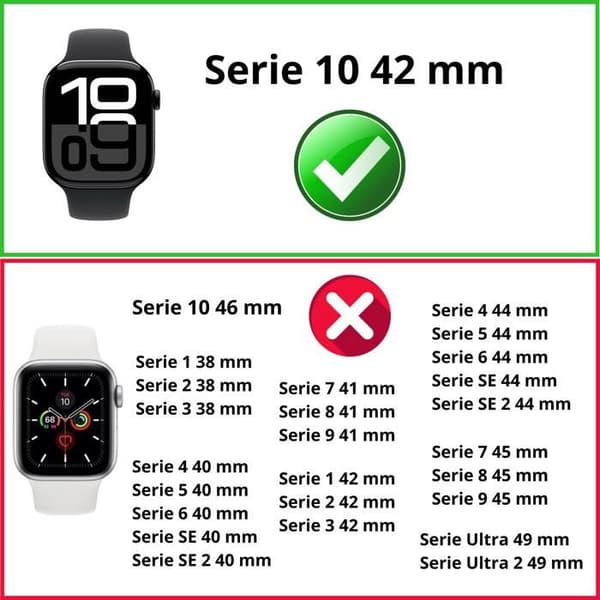 Coque kompatibel med Watch 42mm Serie 10 - Hård skyddande klar etui med härdat glas Phonillico®