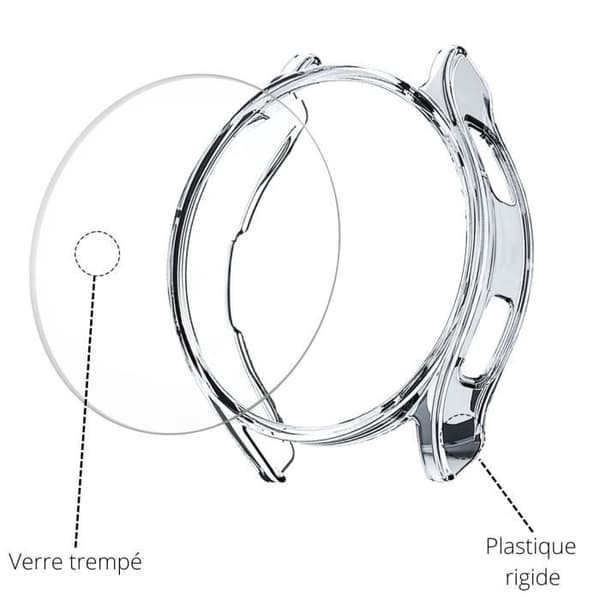 Coque kompatibel med Samsung Galaxy Watch 6 Classic 43mm - Hård skyddande transparent fodral med härdat glas Phonillico®