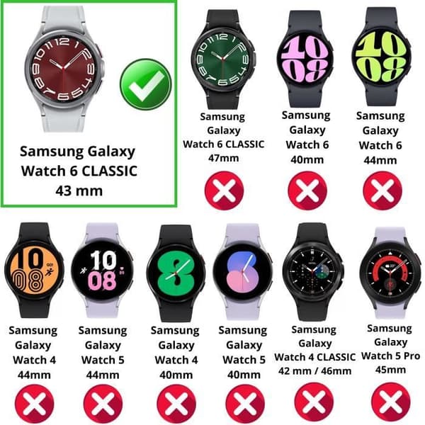 Coque kompatibel med Samsung Galaxy Watch 6 Classic 43mm - Hård skyddande transparent fodral med härdat glas Phonillico®