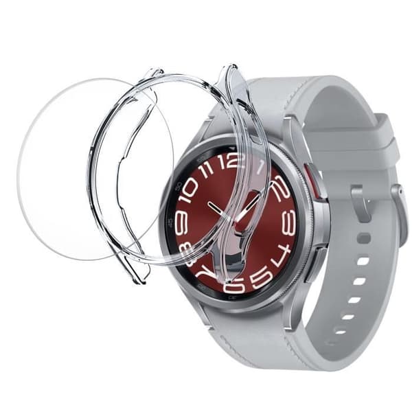 Coque kompatibel med Samsung Galaxy Watch 6 Classic 43mm - Hård skyddande transparent fodral med härdat glas Phonillico®
