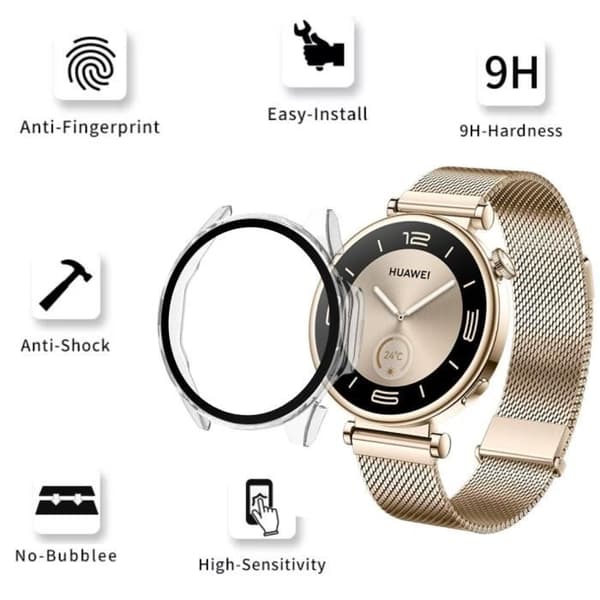 Coque kompatibel Huawei Watch GT 4 41mm - Hård skydd för smartklocka transparent etui med härdat glas Phonillico®