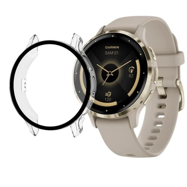 Coque kompatibel Garmin Venu 3S 41mm - Hård skydd klocka ansluten fodral transparent skärm härdat glas Phonillico®