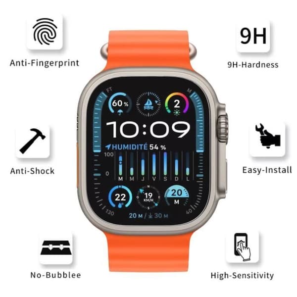 Härdat Glas för Apple Watch ULTRA 2 49 mm [Paket 2] Skyddande Skärmskydd för Smartwatch Phonillico®