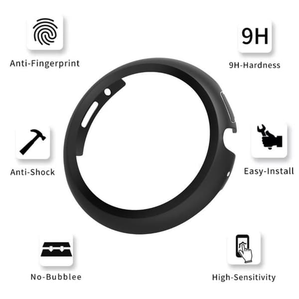 Skyddande fodral kompatibelt med Google Pixel Watch 3 / Watch 2 / Watch - 41mm - Hård skyddsväska svart med härdat glas Phonillico®