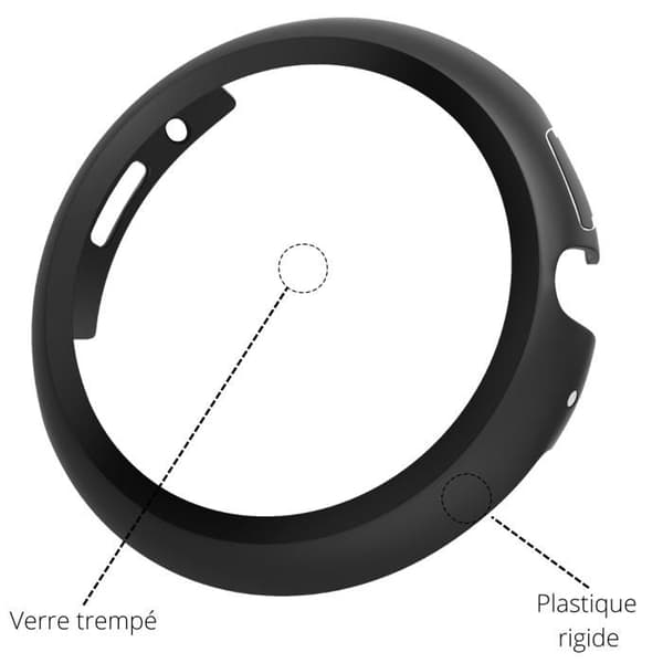 Skyddande fodral kompatibelt med Google Pixel Watch 3 / Watch 2 / Watch - 41mm - Hård skyddsväska svart med härdat glas Phonillico®