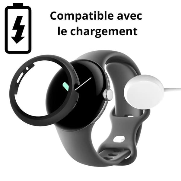 Skyddande fodral kompatibelt med Google Pixel Watch 3 / Watch 2 / Watch - 41mm - Hård skyddsväska svart med härdat glas Phonillico®