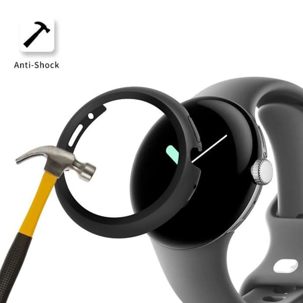Skyddande fodral kompatibelt med Google Pixel Watch 3 / Watch 2 / Watch - 41mm - Hård skyddsväska svart med härdat glas Phonillico®