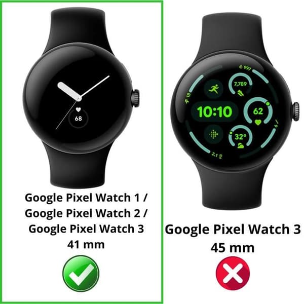 Skyddande fodral kompatibelt med Google Pixel Watch 3 / Watch 2 / Watch - 41mm - Hård skyddsväska svart med härdat glas Phonillico®