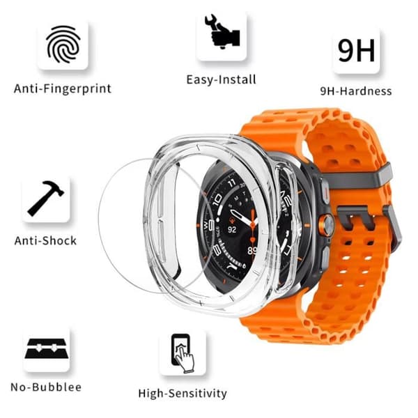 Coque kompatibel med Samsung Galaxy Watch Ultra 47mm - Hårdt beskyttende gennemsigtig etui med hærdet glas Phonillico®