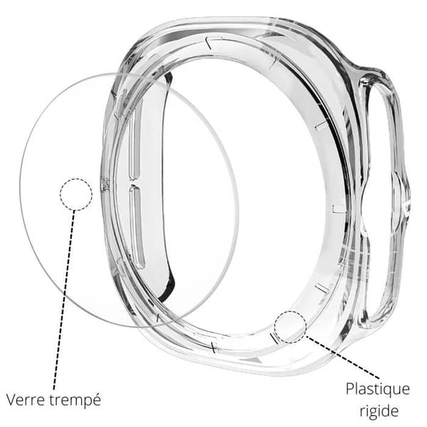 Coque kompatibel med Samsung Galaxy Watch Ultra 47mm - Hårdt beskyttende gennemsigtig etui med hærdet glas Phonillico®