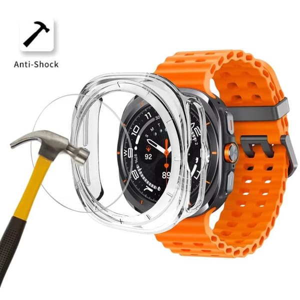Coque kompatibel med Samsung Galaxy Watch Ultra 47mm - Hårdt beskyttende gennemsigtig etui med hærdet glas Phonillico®