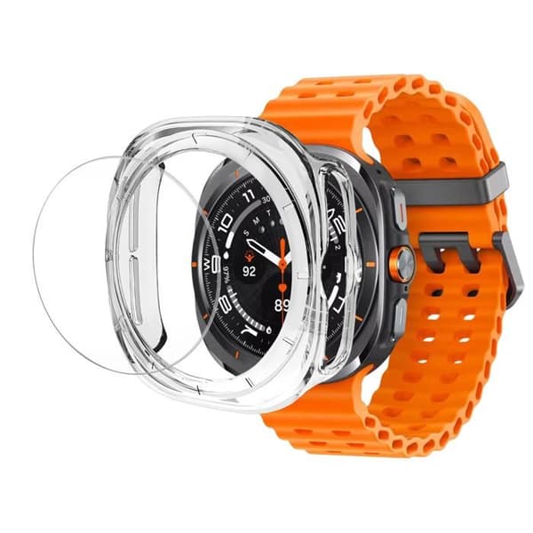 Coque kompatibel med Samsung Galaxy Watch Ultra 47mm - Hårdt beskyttende gennemsigtig etui med hærdet glas Phonillico®