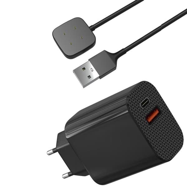 Laddare 12W + Kabel Kompatibel med Fitbit VERSA 4/VERSA 3/SENSE 2/SENSE - Ladda Klocka Phonillico®