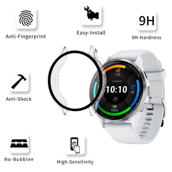 Garmin Venu 3 45mm kompatibelt fodral - Hårt skyddande smartklockafodral med genomskinlig härdad glasskärm Phonillico®