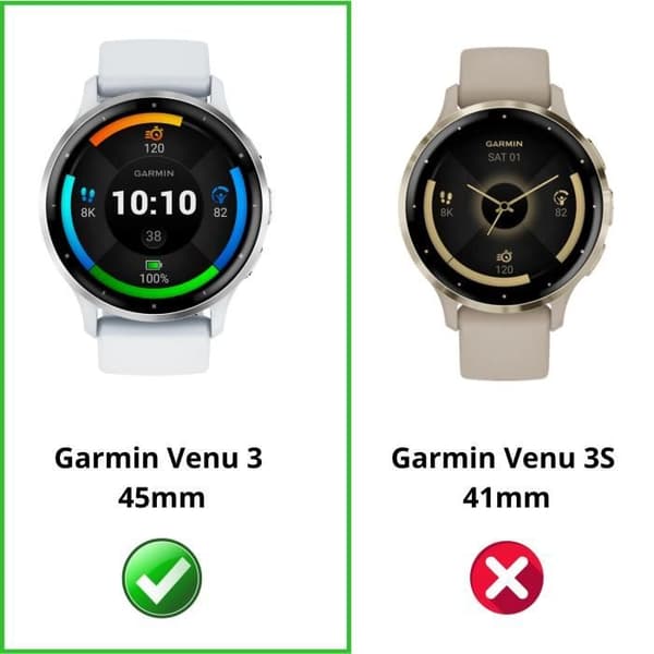 Garmin Venu 3 45mm kompatibelt fodral - Hårt skyddande smartklockafodral med genomskinlig härdad glasskärm Phonillico®