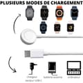 Miniatyrbild 6 av 6: Laddare kompatibel med Watch Series Ultra/Series SE/Series 10/9/8/7/6/5/4/3/2/1 - USB-C-kabel 1 meter Laddning Klocka Phonillico®
