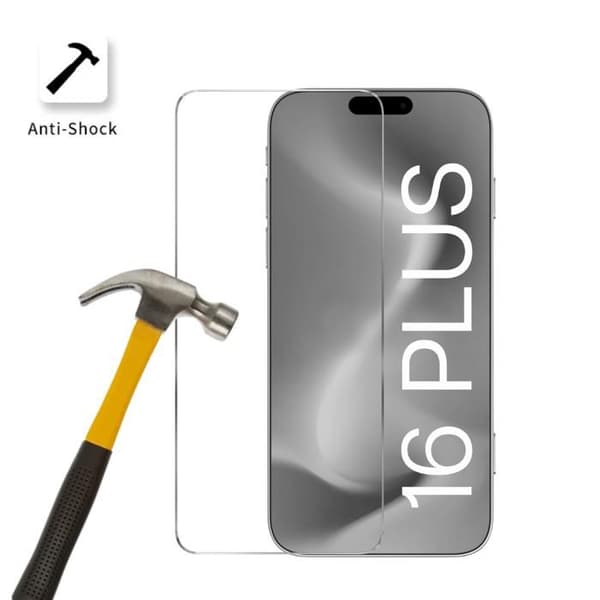 Filmtålig Glas för iPhone 16 PLUS [Pack 2] Skärmskydd Phonillico®