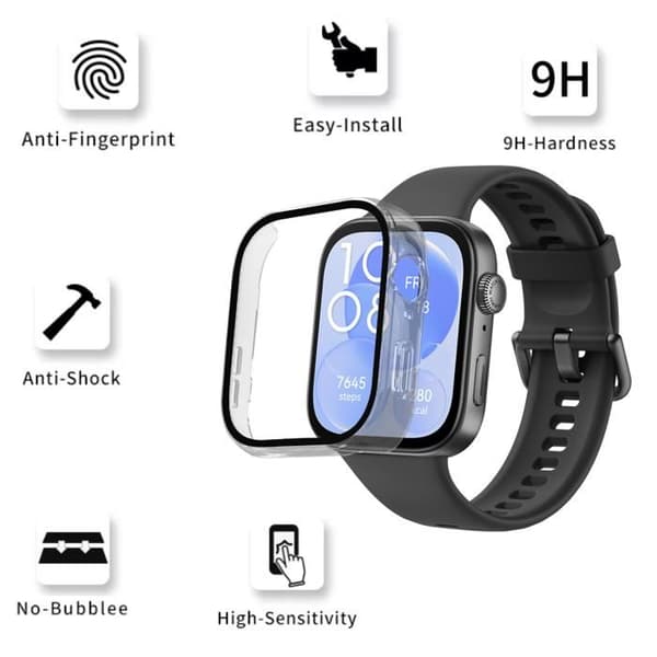 Coque kompatibel Huawei Watch Fit 3 - Hårdt beskyttende gennemsigtig etui med hærdet glas Phonillico®