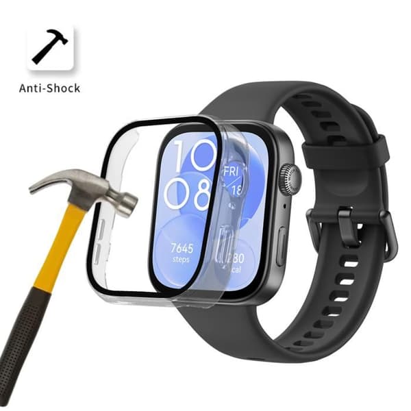 Coque kompatibel Huawei Watch Fit 3 - Hårdt beskyttende gennemsigtig etui med hærdet glas Phonillico®