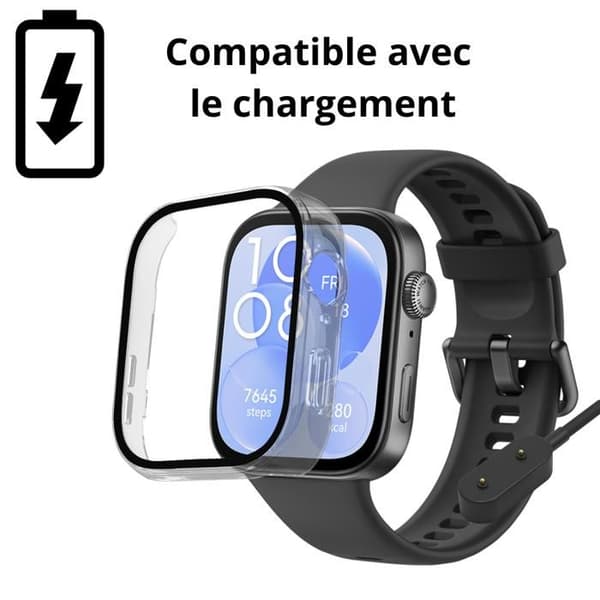 Coque kompatibel Huawei Watch Fit 3 - Hårdt beskyttende gennemsigtig etui med hærdet glas Phonillico®