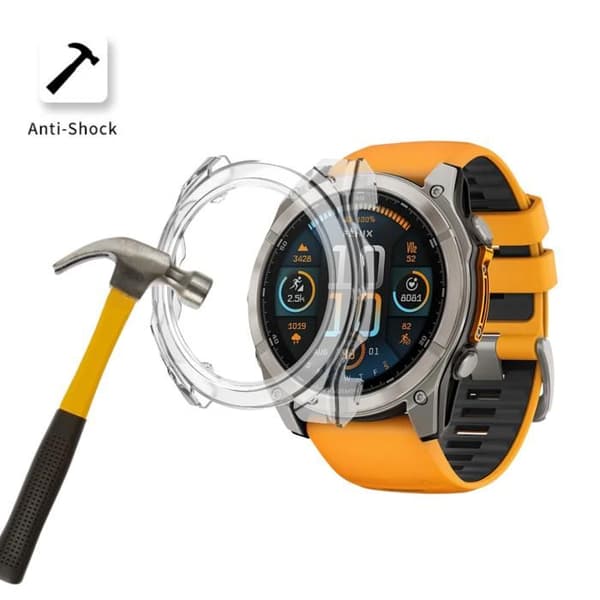 Garmin Fenix 8 51mm kompatibelt fodral - Hårt skyddsfodral Transparent härdat glasskärm Phonillico®