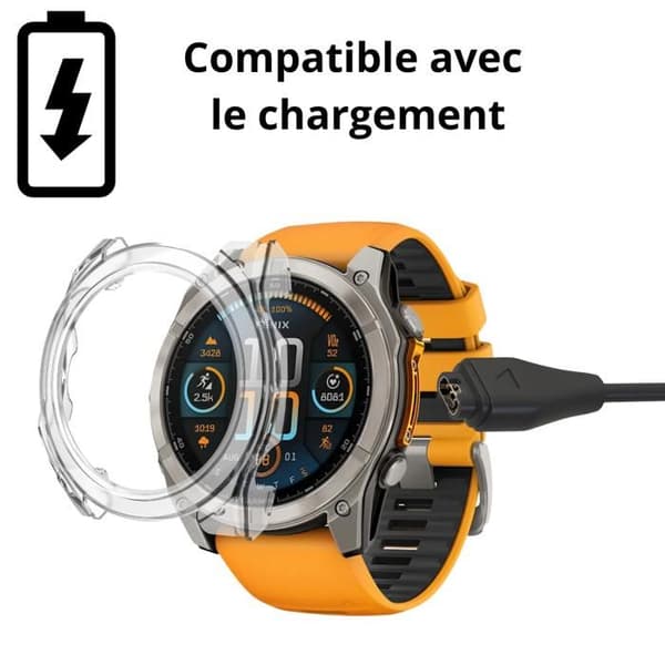 Garmin Fenix 8 51mm kompatibelt fodral - Hårt skyddsfodral Transparent härdat glasskärm Phonillico®