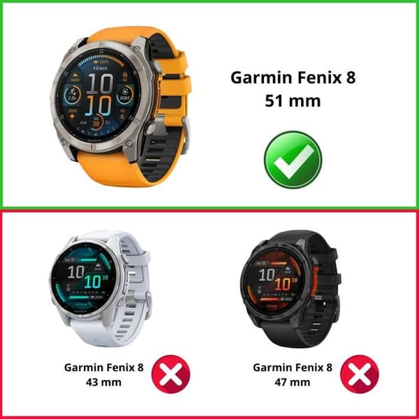 Garmin Fenix 8 51mm kompatibelt fodral - Hårt skyddsfodral Transparent härdat glasskärm Phonillico®