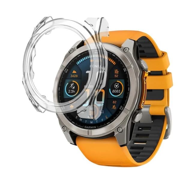 Garmin Fenix 8 51mm kompatibelt fodral - Hårt skyddsfodral Transparent härdat glasskärm Phonillico®
