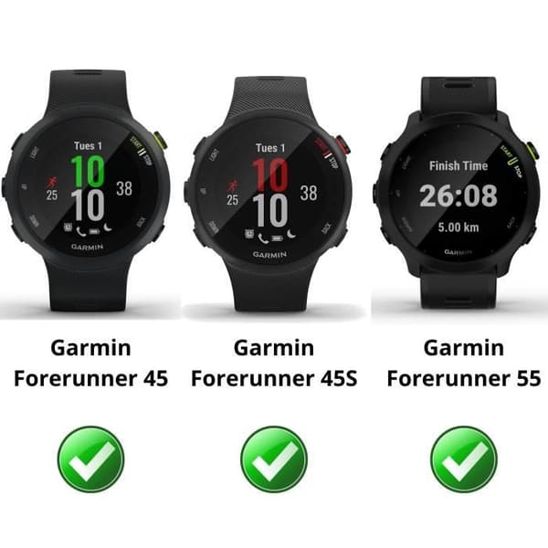 Härdat glas för Garmin Forerunner 55 - Forerunner 45 - Forerunner 45S [2-pack] Skärmskydd för klocka, rep- och stötresistent Phonillico®
