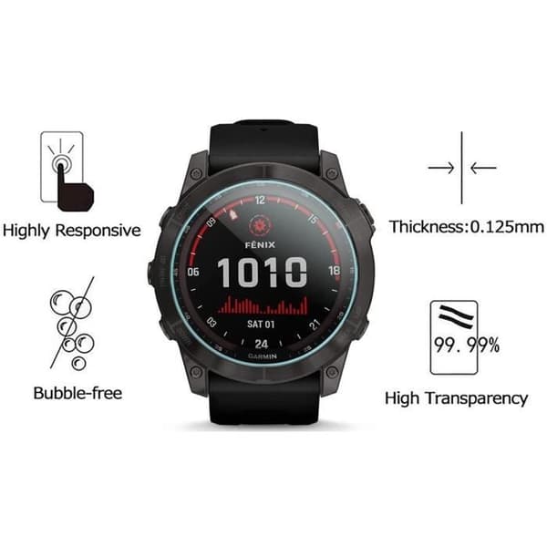 Härdat glas för Garmin Fenix 6 - 6 Pro - 6 Pro Solar - 6 Pro Sapphire [2-pack] Skärmskydd för klocka Anti-repor Phonillico®