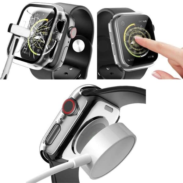 Transparent hårt skal med skärmskydd av härdat glas för Apple Watch 40mm - Phonillico