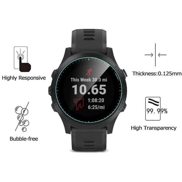 Härdat glas för Garmin Forerunner 945 [Pack om 2] Skärmskydd för klocka, repellent Phonillico®