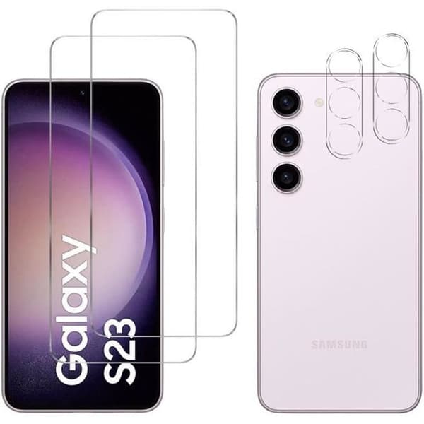 Härdat Glas för Samsung Galaxy S23 och Kameraskydd [Pack 2] Skyddsglas Phonillico®