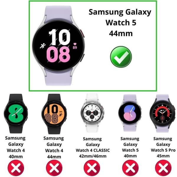 Coque kompatibel med Samsung Galaxy Watch 5 44mm - Hård skydd transparent fodral med härdat glas Phonillico®